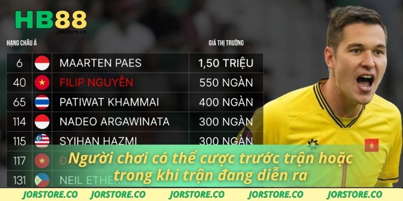 Kèo Châu Âu Tại HB88 Sở Hữu Tỷ Lệ Cược Hấp Dẫn Và Minh Bạch Người chơi có thể cược trước trận hoặc trong khi trận đang diễn ra